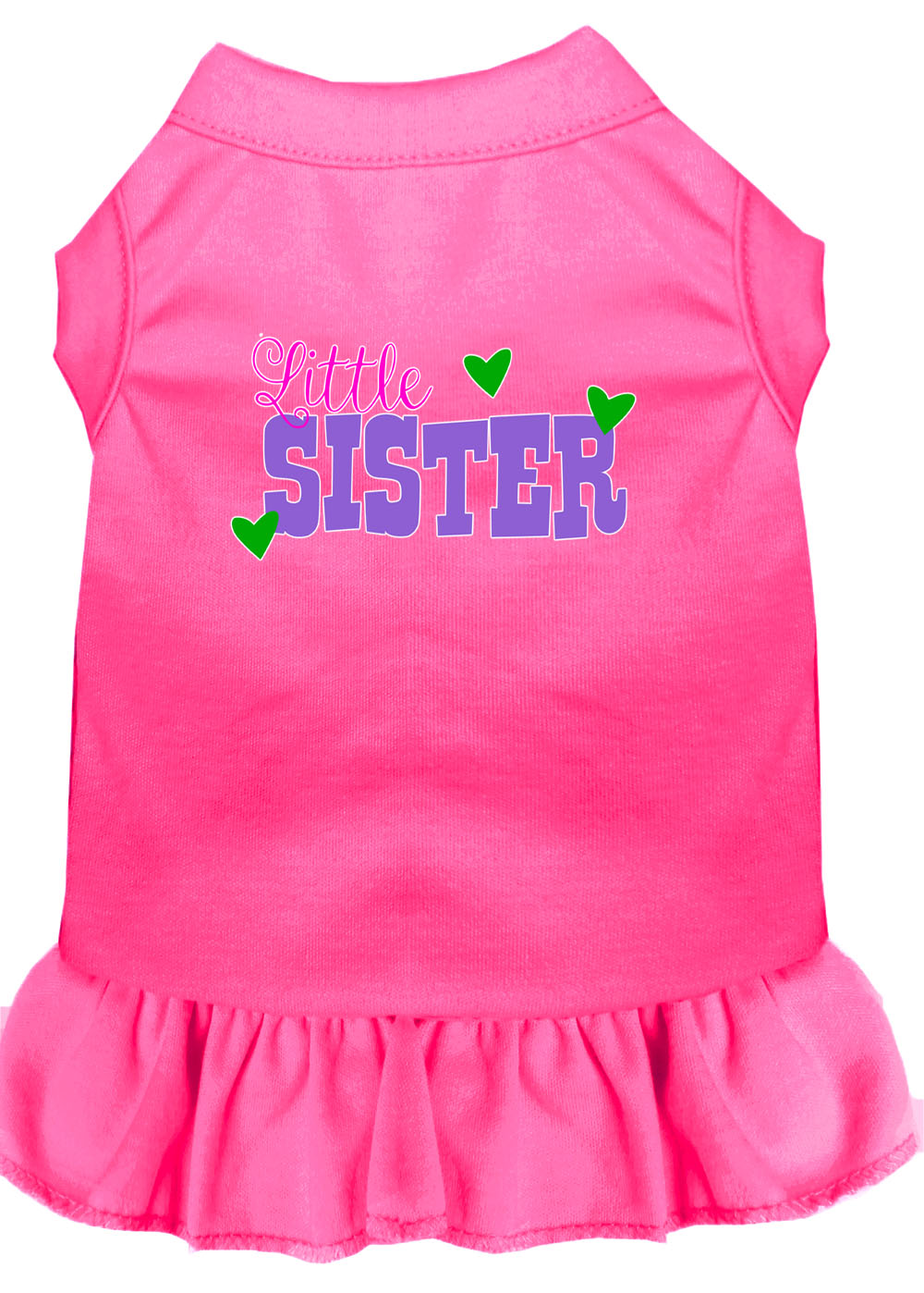 Little Sister Screen Print Dog Dress Bright Pink XL